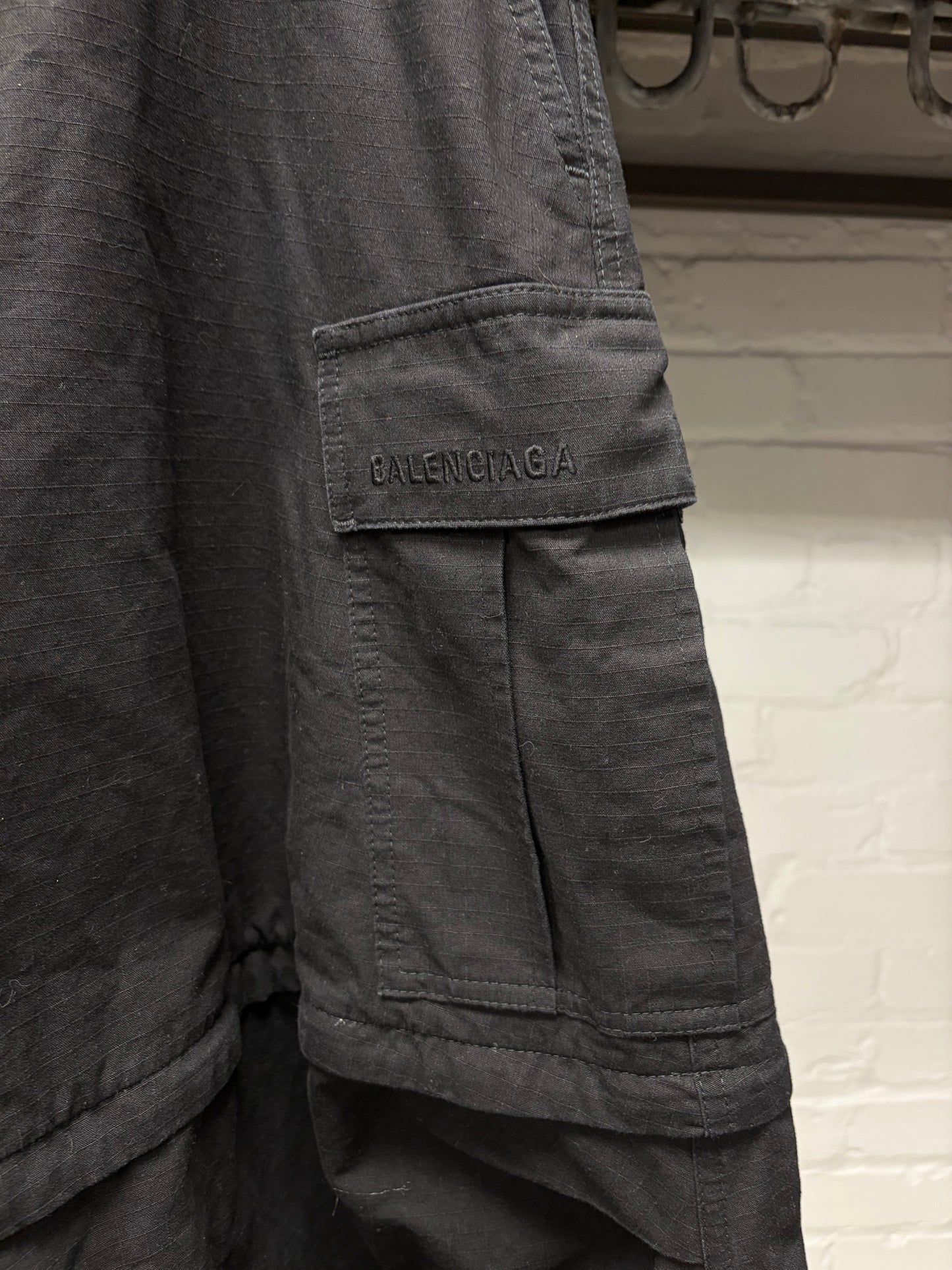 2021 Balenciaga Convertible Ripstop Black Cargo Skirt