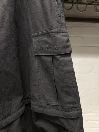 2021 Balenciaga Convertible Ripstop Black Cargo Skirt