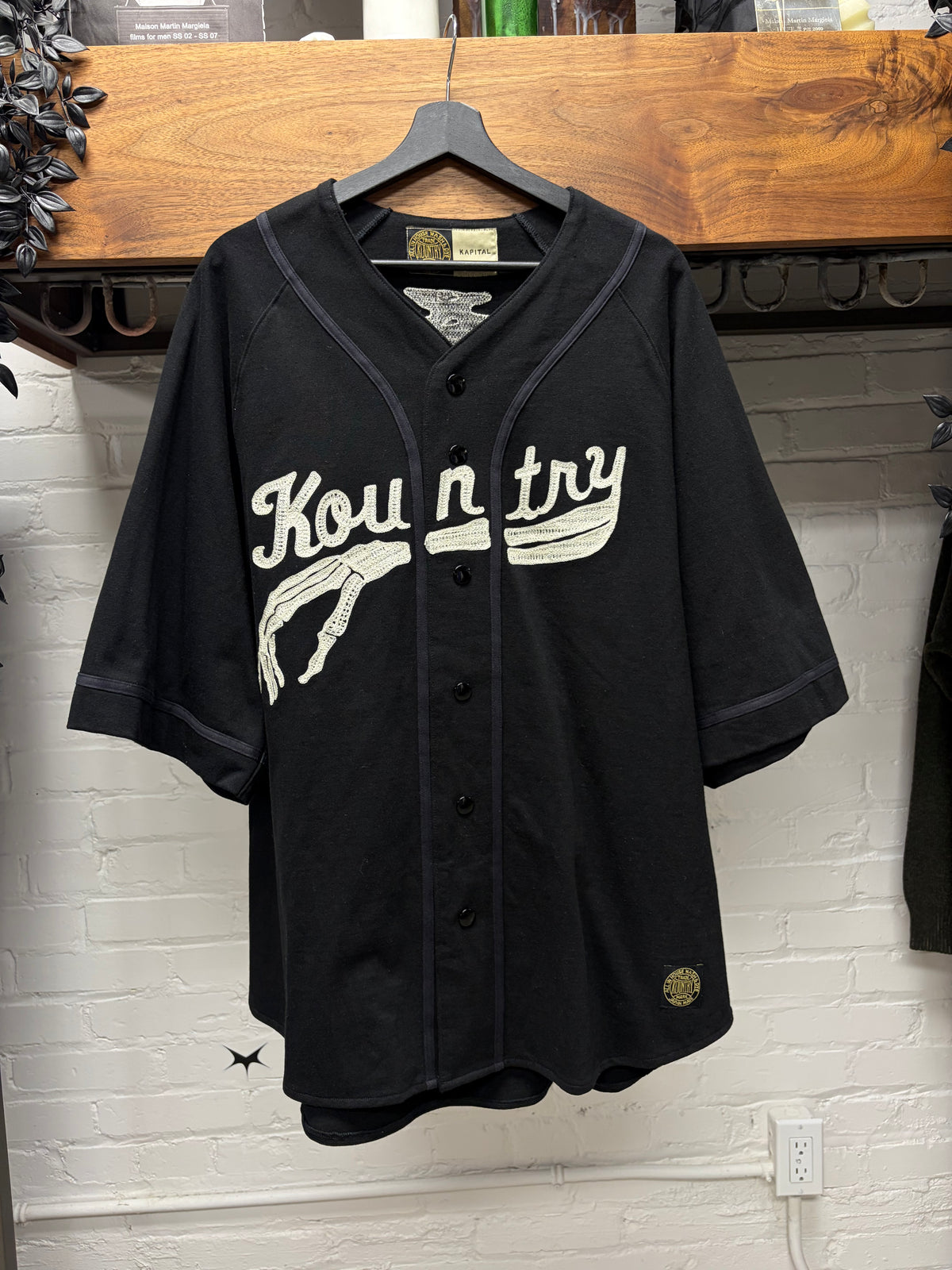 Kapital Kountry ‘16/-‘ Dense Black Bone Baseball Jersey