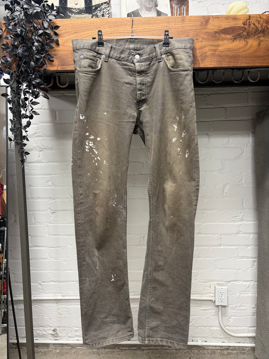 Vintage Helmut Lang Washed Grey ‘Painter’ Bootcut Denim