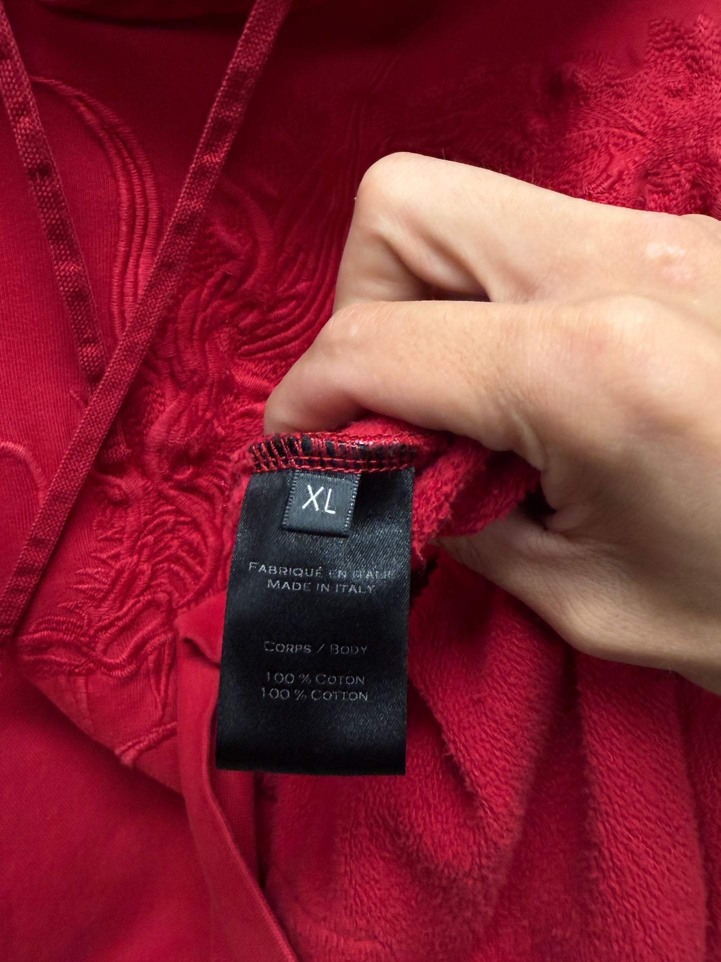 Balmain Double Side-Zip ‘Ancient Dragon’ Embroidered Red Hoodie