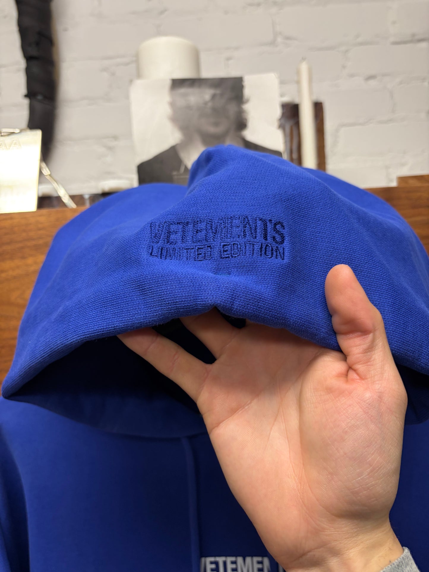 Vetements Limited Edition Blue ‘Embroidered Logo’ Hoodie