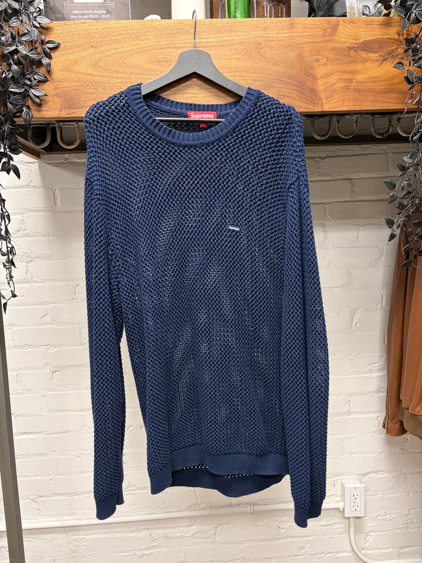 SS2022 Supreme Open Knit ‘Mini Box Logo’ Navy Blue Sweater