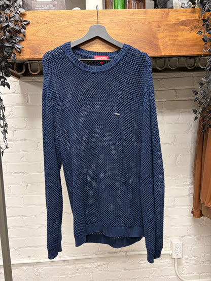 SS2022 Supreme Open Knit ‘Mini Box Logo’ Navy Blue Sweater