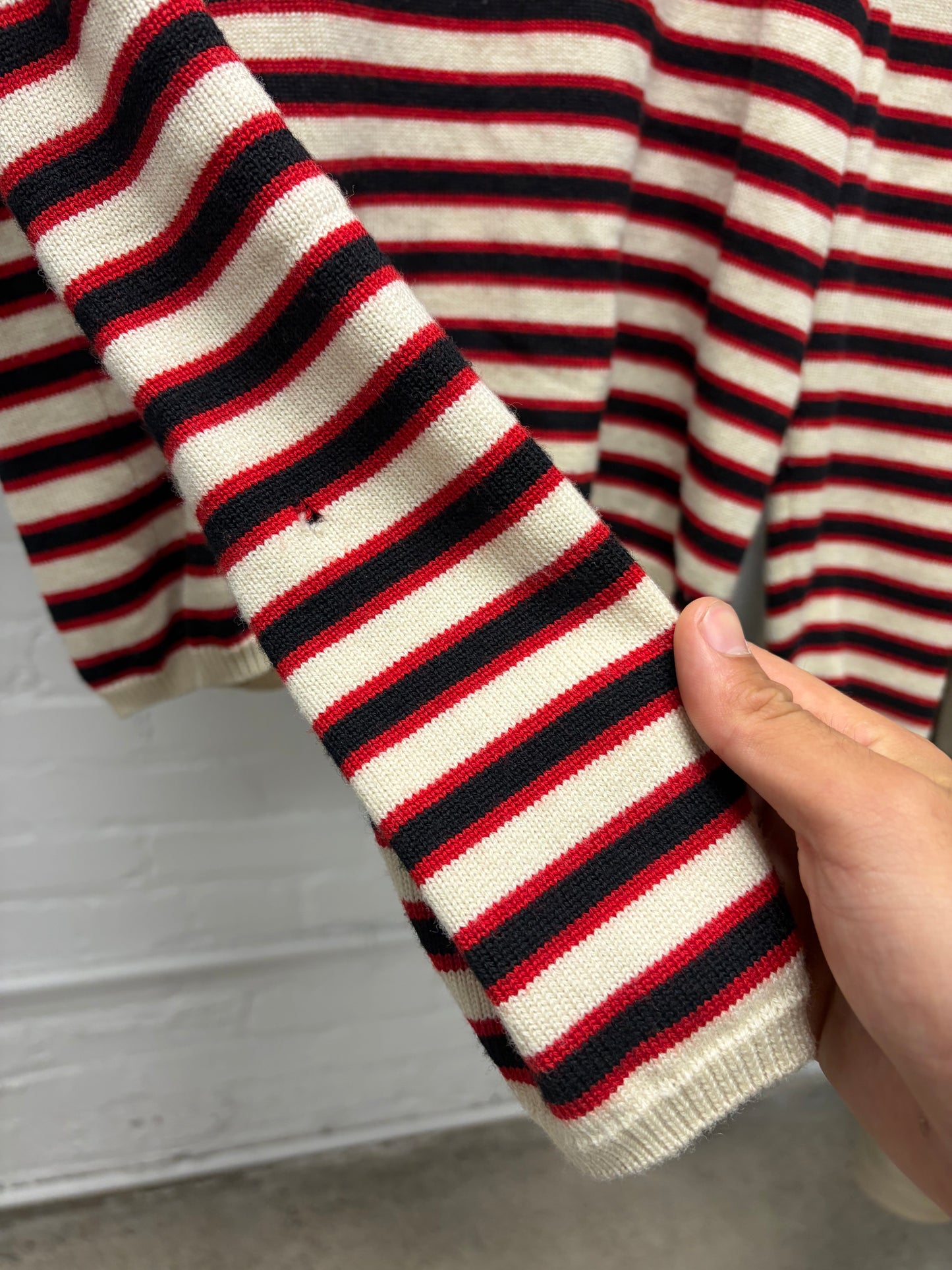 2017 Saint Laurent Striped Wool Cream/Red Knit Sweater