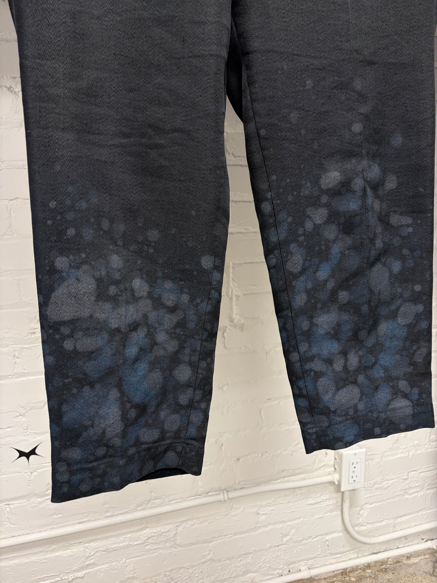 SAMPLE Comme Des Garçons Homme Plus Splattered Blue Cropped Fit Wool Trousers