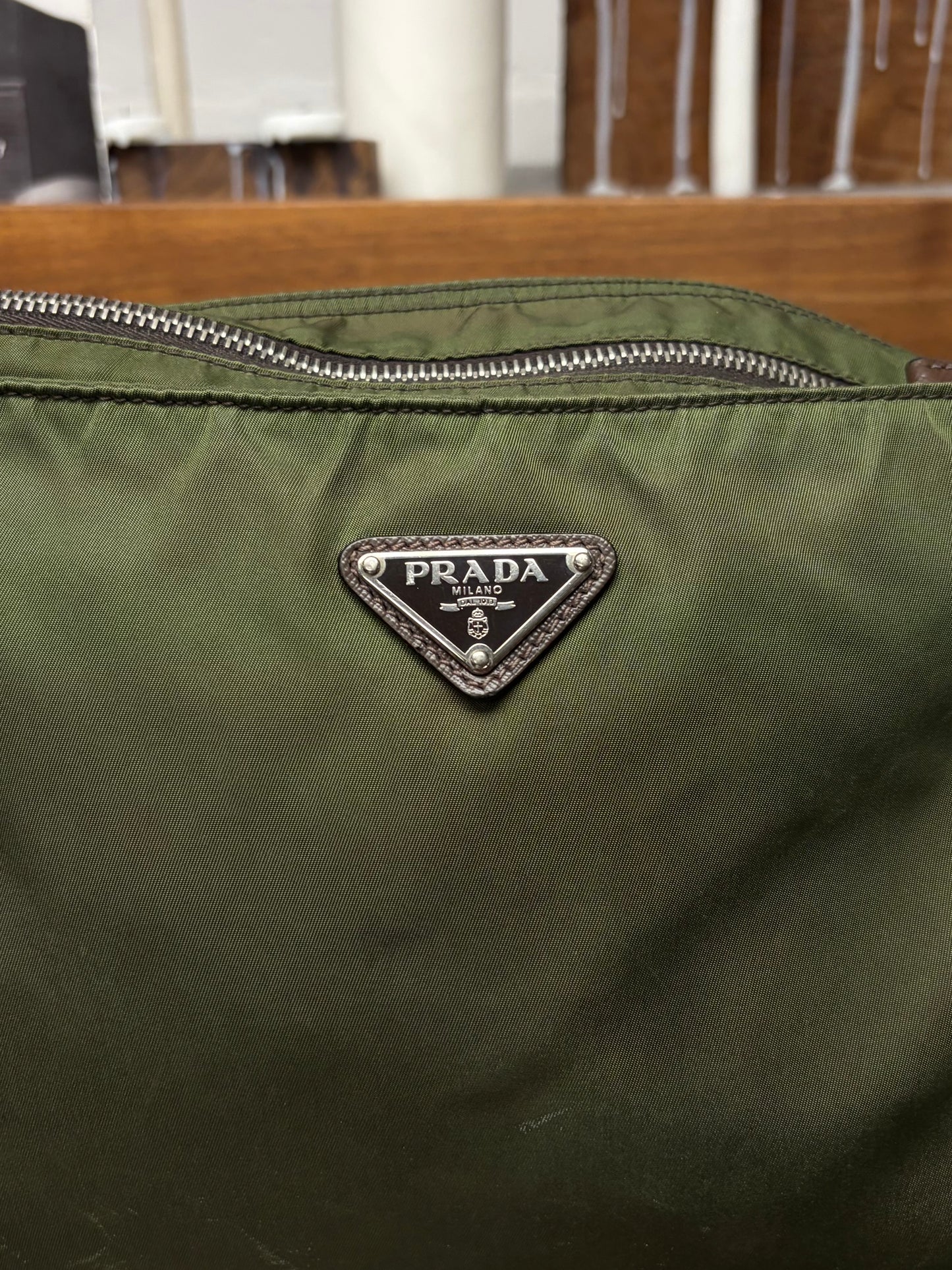 Prada Tessuto Nylon ‘Sun-Faded’ Green Crossbody Bag