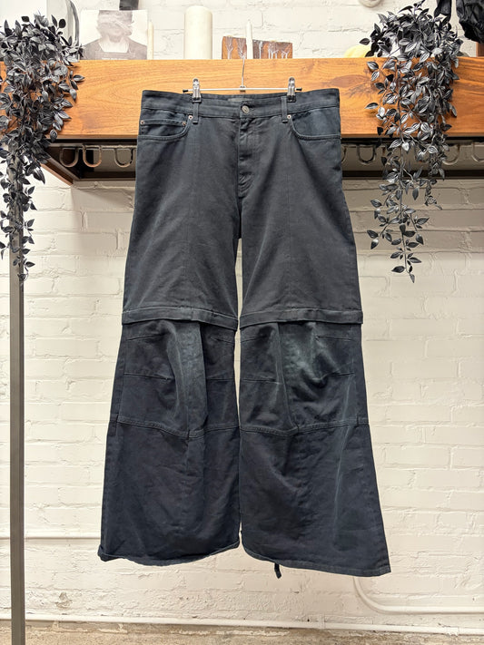 2024 Balenciaga Convertible Flared Black Hybrid Denim/Cargo Pants