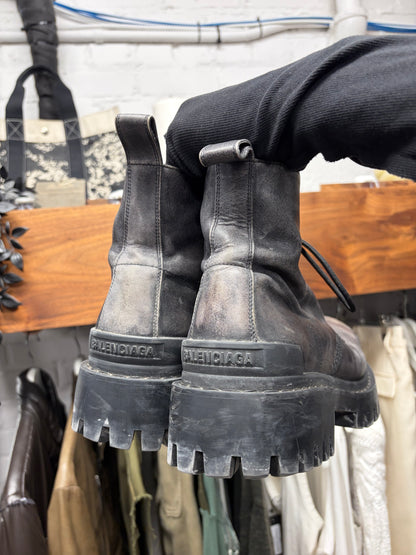 Balenciaga Pre Distressed ‘Strike’ Leather Combat Boots