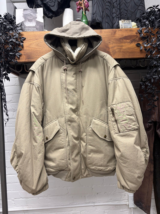 2022 Balenciaga Dune ‘Unity Logo’ Hooded Bomber Jacket with Shearling Liner