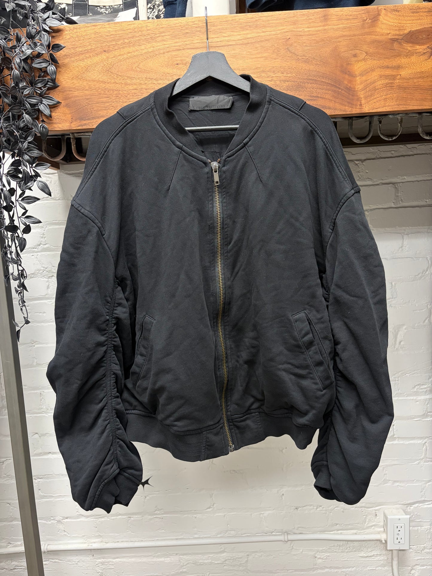 Haider Ackermann ‘Perth’ Washed Black Zip-Up Bomber Sweatshirt