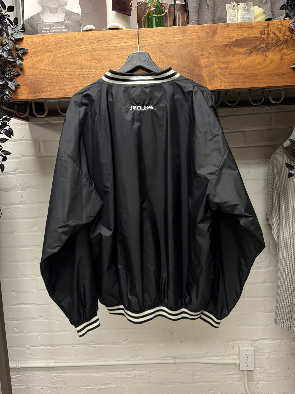 Chrome Hearts ‘Script Logo’ Black/White Nylon Pullover Bomber