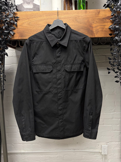 SS2023 Rick Owens ‘Edfu’ Flap Pocket ‘Shoulder Strap’ Button Snap Black Work Shirt