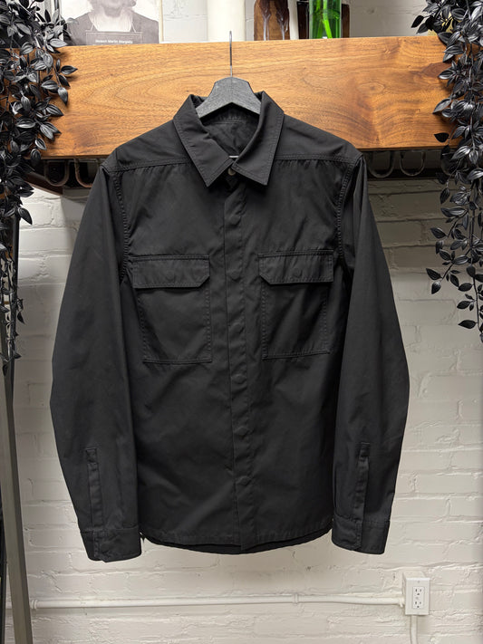 SS2023 Rick Owens ‘Edfu’ Flap Pocket ‘Shoulder Strap’ Button Snap Black Work Shirt