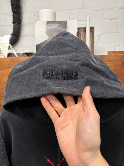 2024 Vetements ‘Sex’ Oversized Stone Wash Grey Pullover Hoodie