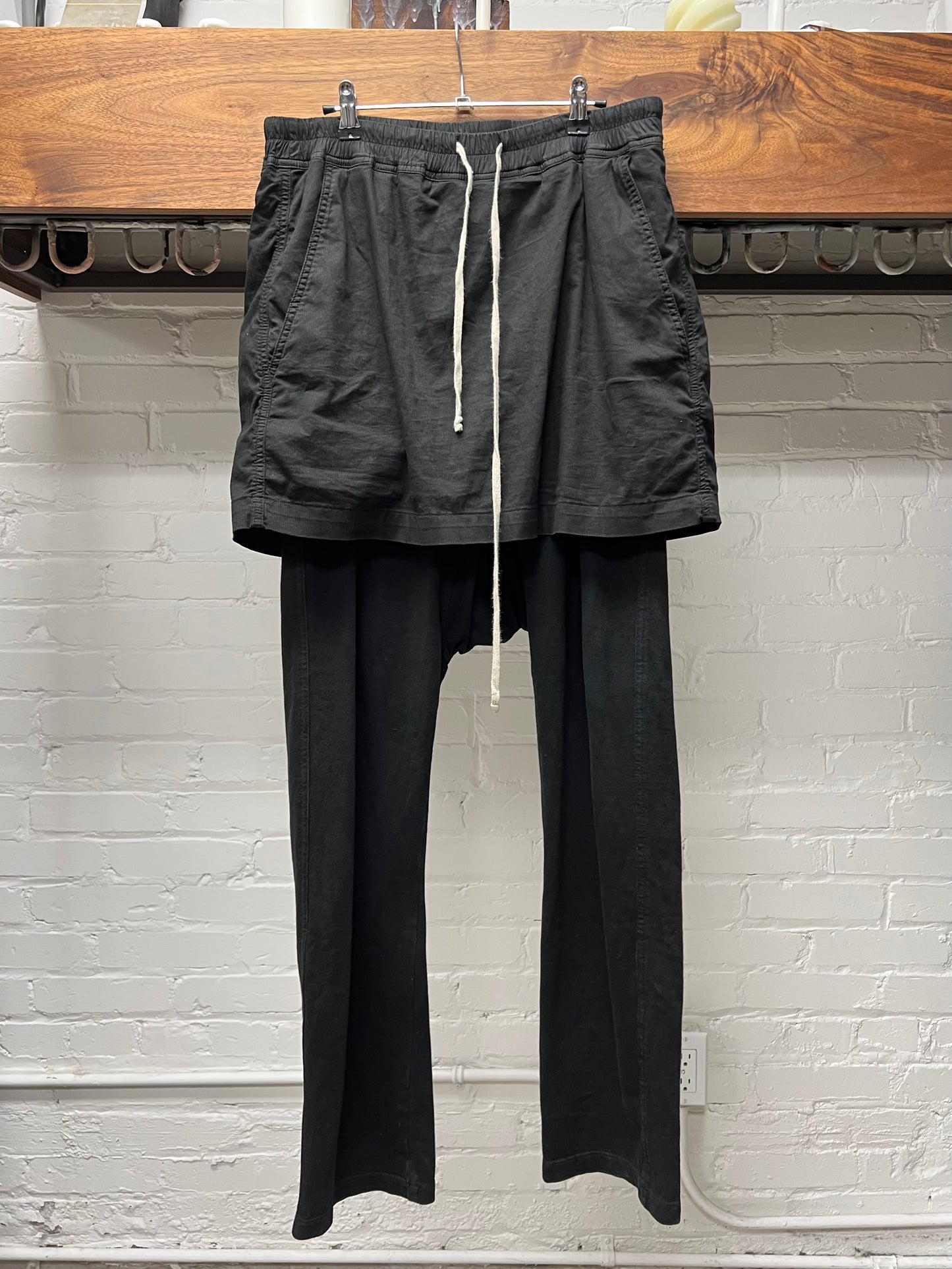 SS2016 Rick Owens Skirted Black ‘Berlin’ Drawstring Sweatpants
