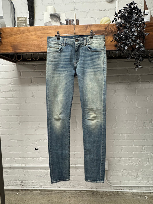 2017 Saint Laurent ‘D02’ Mid Wash Blue Skinny Jeans