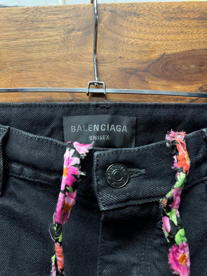 AW2024 Balenciaga ‘Fun Drawstring’ Wide Leg Faded Black Denim