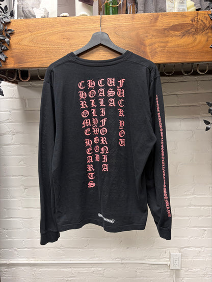 Chrome Hearts Pink/Black ‘Vertical Logo’ Long Sleeve Shirt