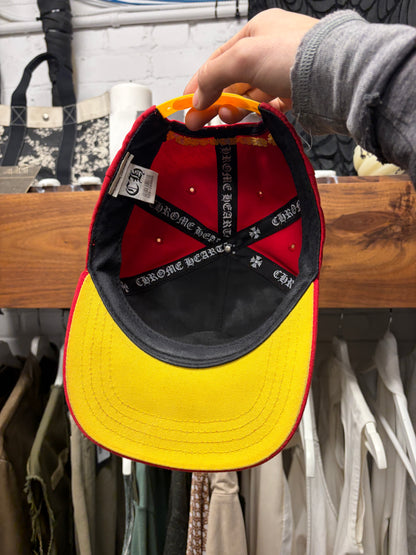 Chrome Hearts Red/Yellow Embroidered Logo Trucker Hat