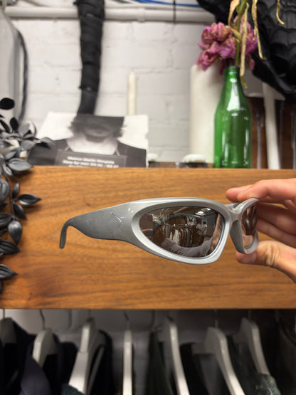 Balenciaga ‘Swift’ Metallic Silver Oval Shape Sunglasses