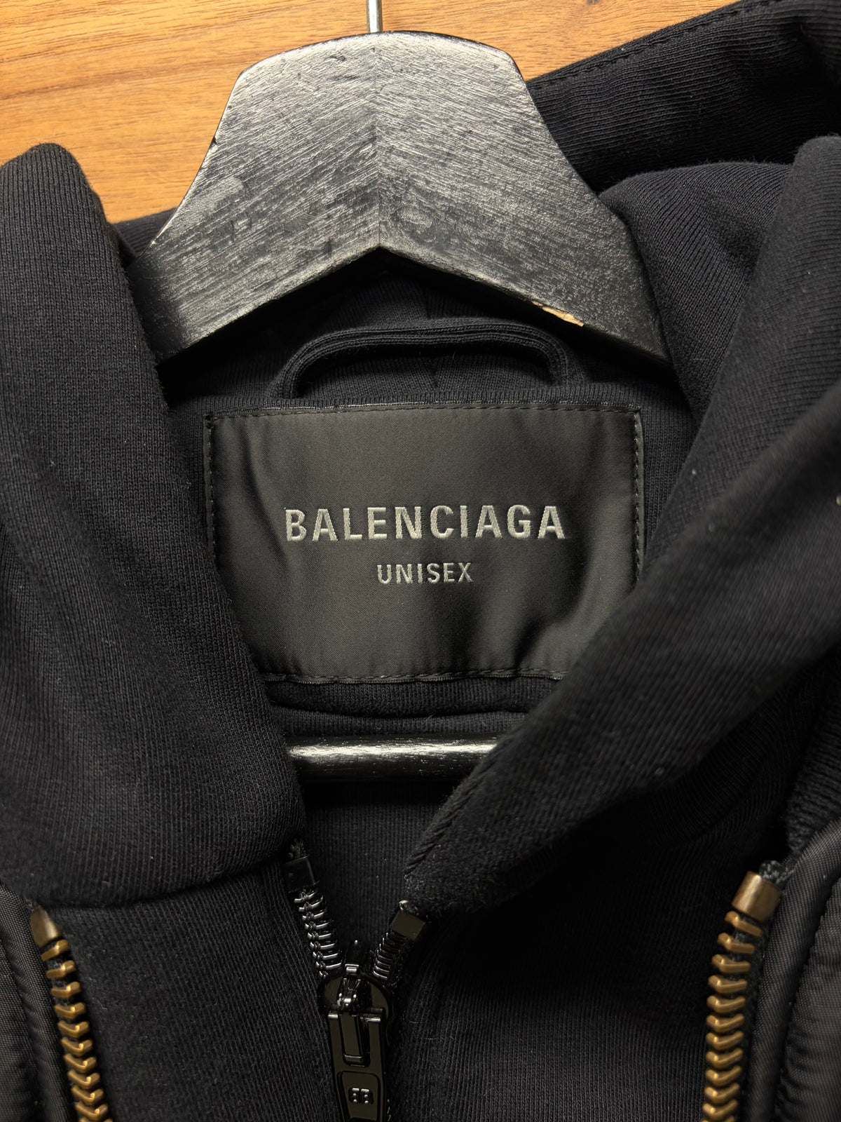 2023 Balenciaga Hoodie Double Layered Black Drop Shoulder Bomber Jacket