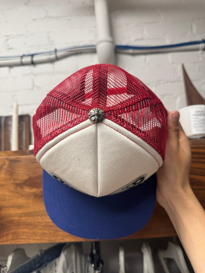 Chrome Hearts ‘Hollywood’ Red/Blue Mesh Trucker Hat