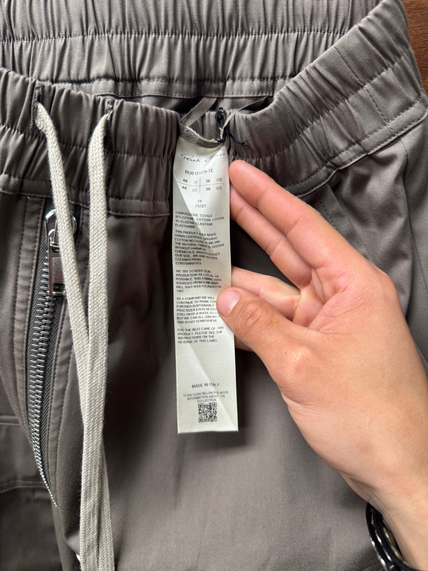 SS2025 Rick Owens ‘Hollywood’ Cargobela Dust Brown Cargo Pants