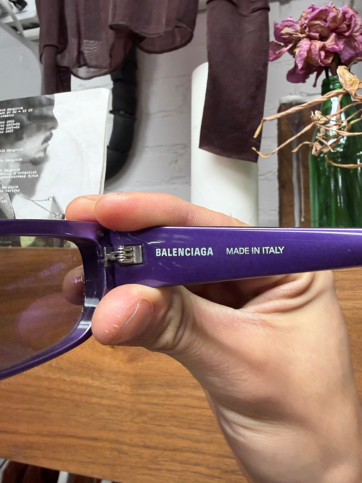 Balenciaga ‘BB0080S’ Glossy Purple BB Logo Sunglasses