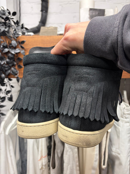 Saint Laurent SL/18H Fringed Black Suede High Top Sneakers