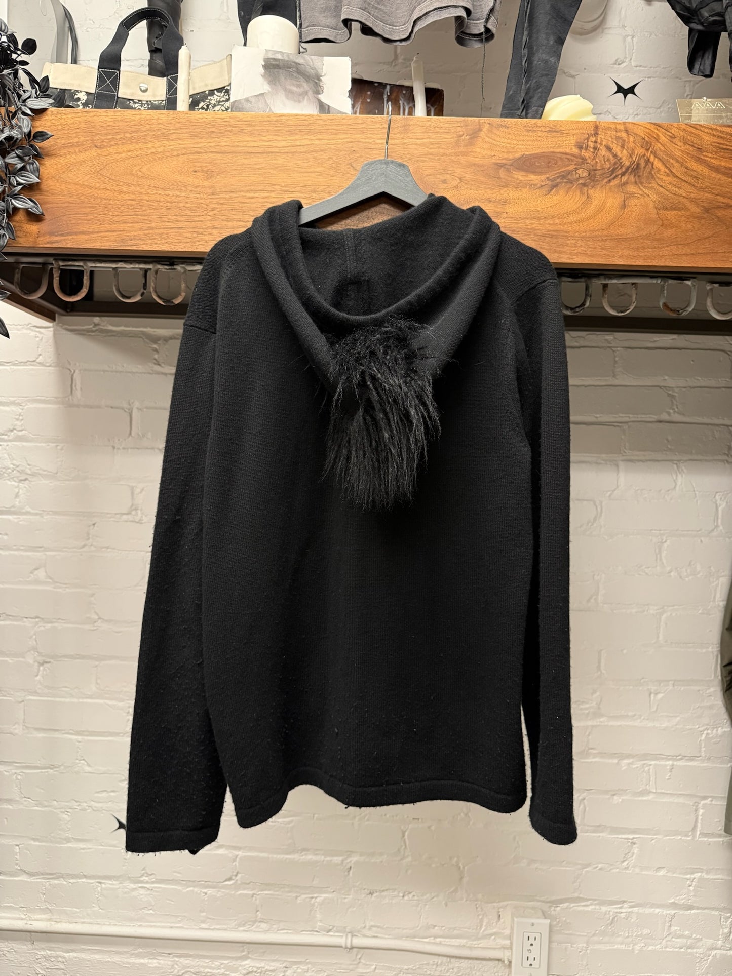 AW2003 Helmut Lang ‘Re-Edition’ Black Cashmere ‘Mohawk’ Hoodie