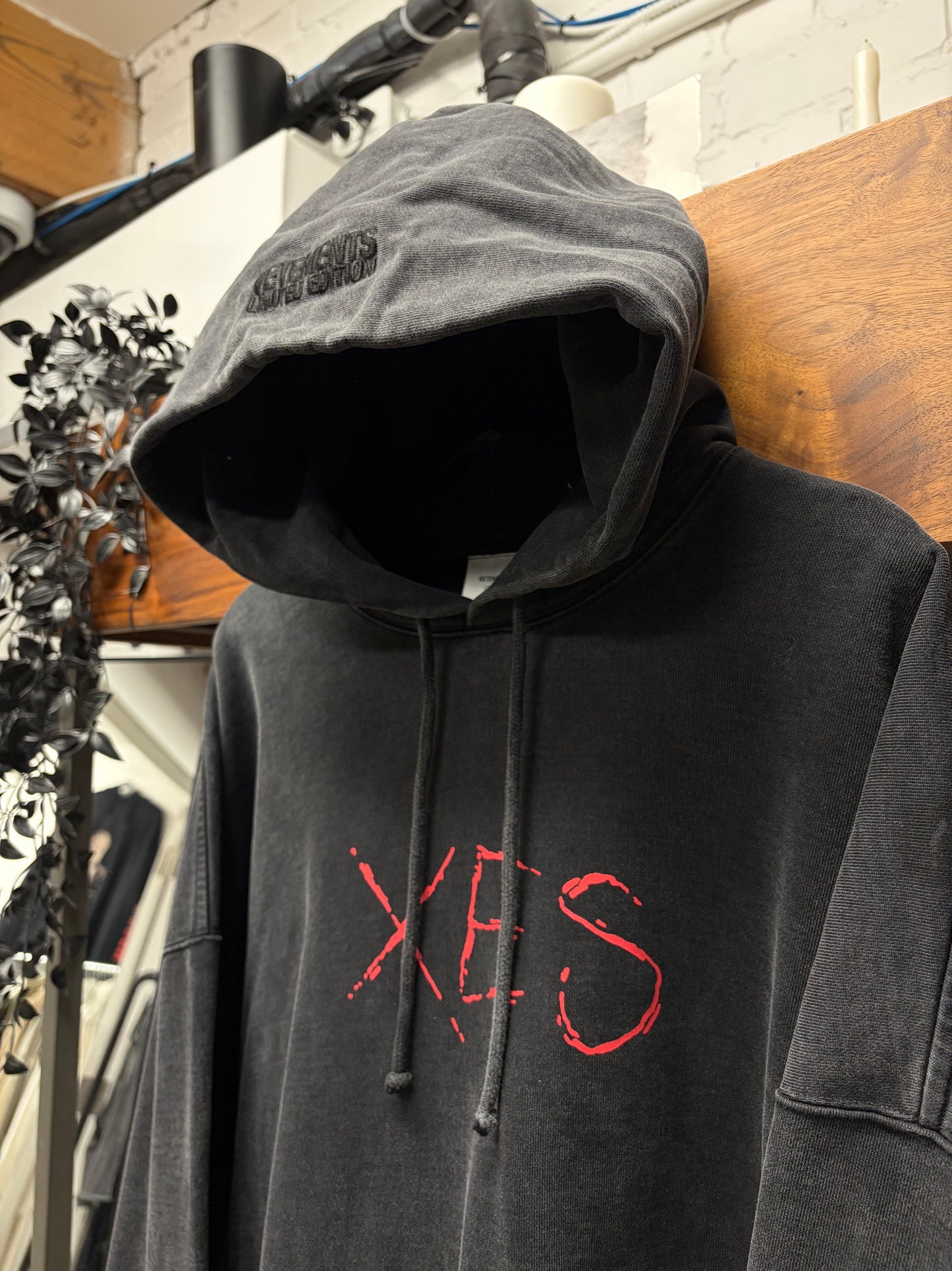 2024 Vetements ‘Sex’ Oversized Stone Wash Grey Pullover Hoodie