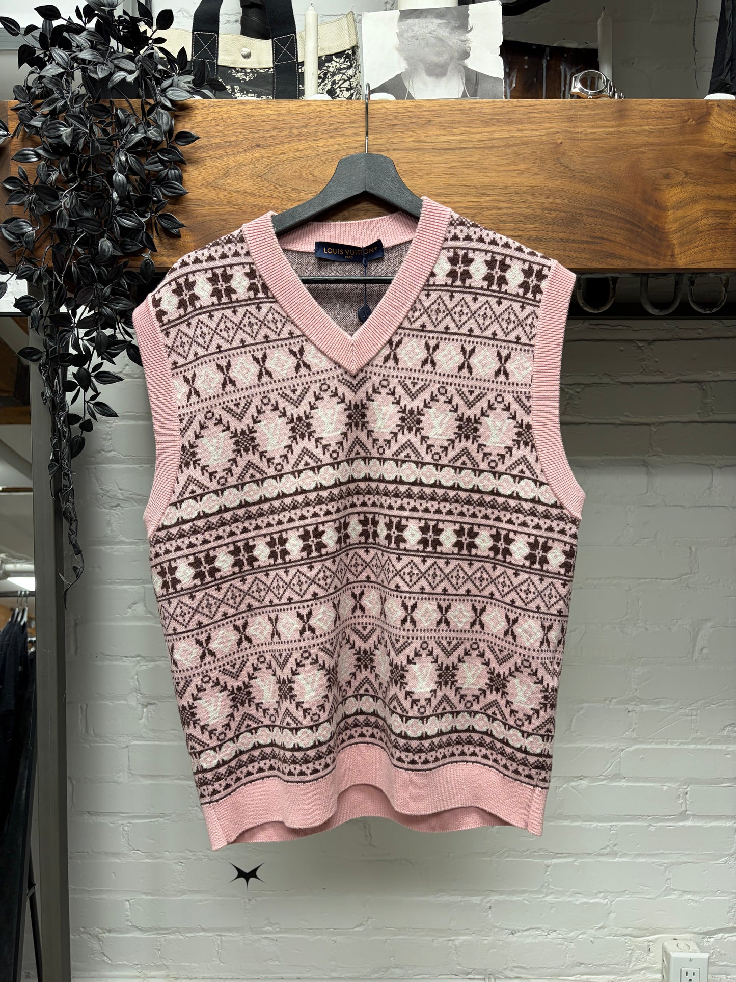 SS2024 Louis Vuitton x Tyler the Creator ‘Fair Isle’ Pink Merino Wool Sweater Vest