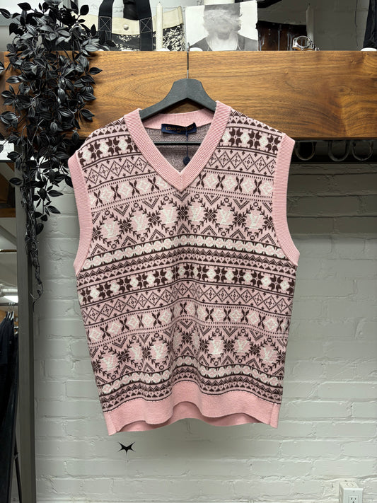 SS2024 Louis Vuitton x Tyler the Creator ‘Fair Isle’ Pink Merino Wool Sweater Vest