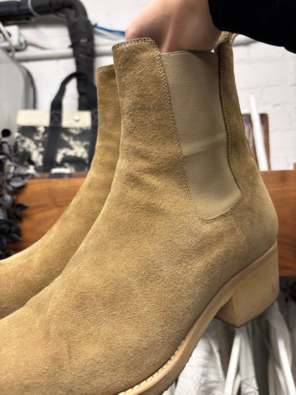 Amiri Brown Tab Suede Crepe Sole Pointed Toe Boots