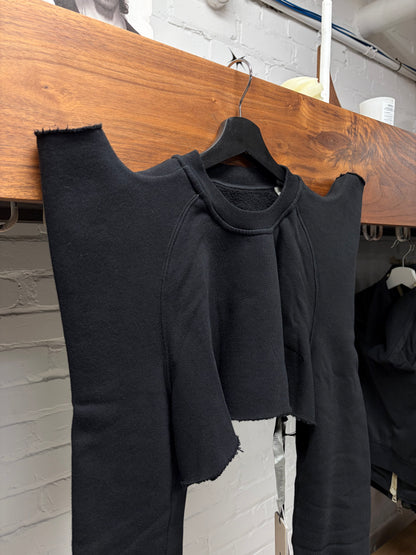 Rick Owens ‘Padoga’ Horned Shoulder Cropped Black Sweatshirt