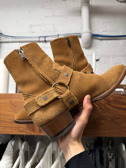 Saint Laurent ‘Wyatt’ Harness Brown Suede Pointed Toe Boots