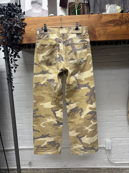2000s Dolce & Gabbana Camouflage Print Bootcut Straight Leg Denim