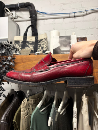Sample Prada Oxblood Red Leather Penny Loafers
