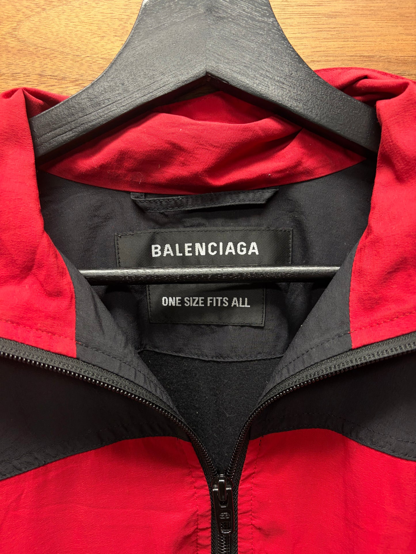 2020 Balenciaga ‘Sporty-B’ Black/Red Oversized Windbreaker