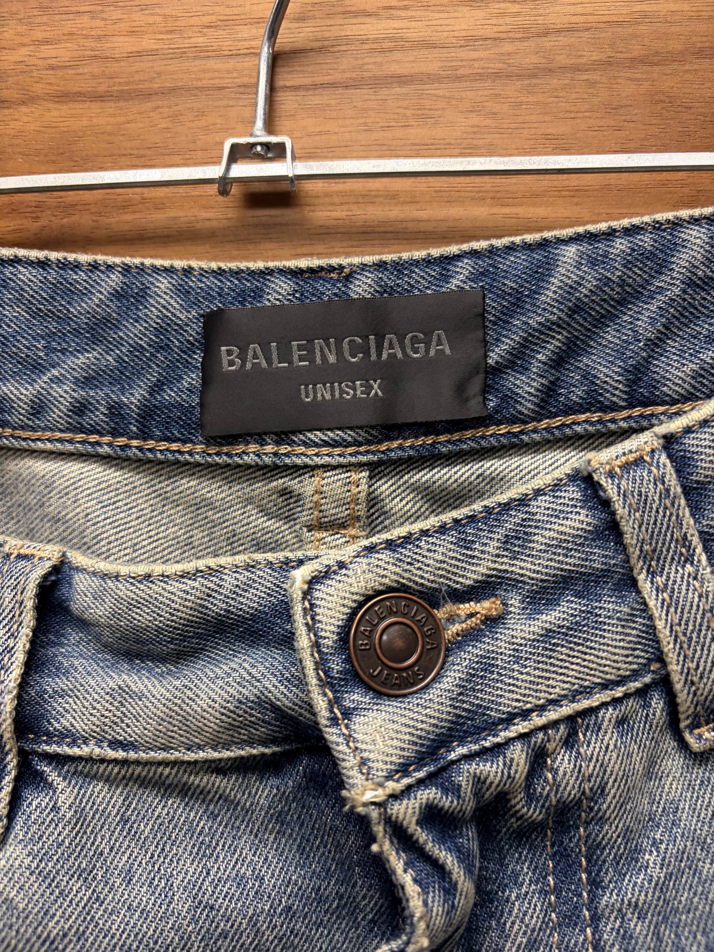 2024 Balenciaga Dirt Washed Blue ‘Skater Cut’ Wide Leg Denim