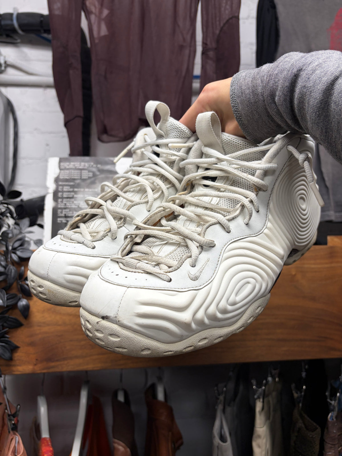 2021 Comme Des Garçons Homme Plus x Nike ‘Foamposite’ White High Top Sneakers