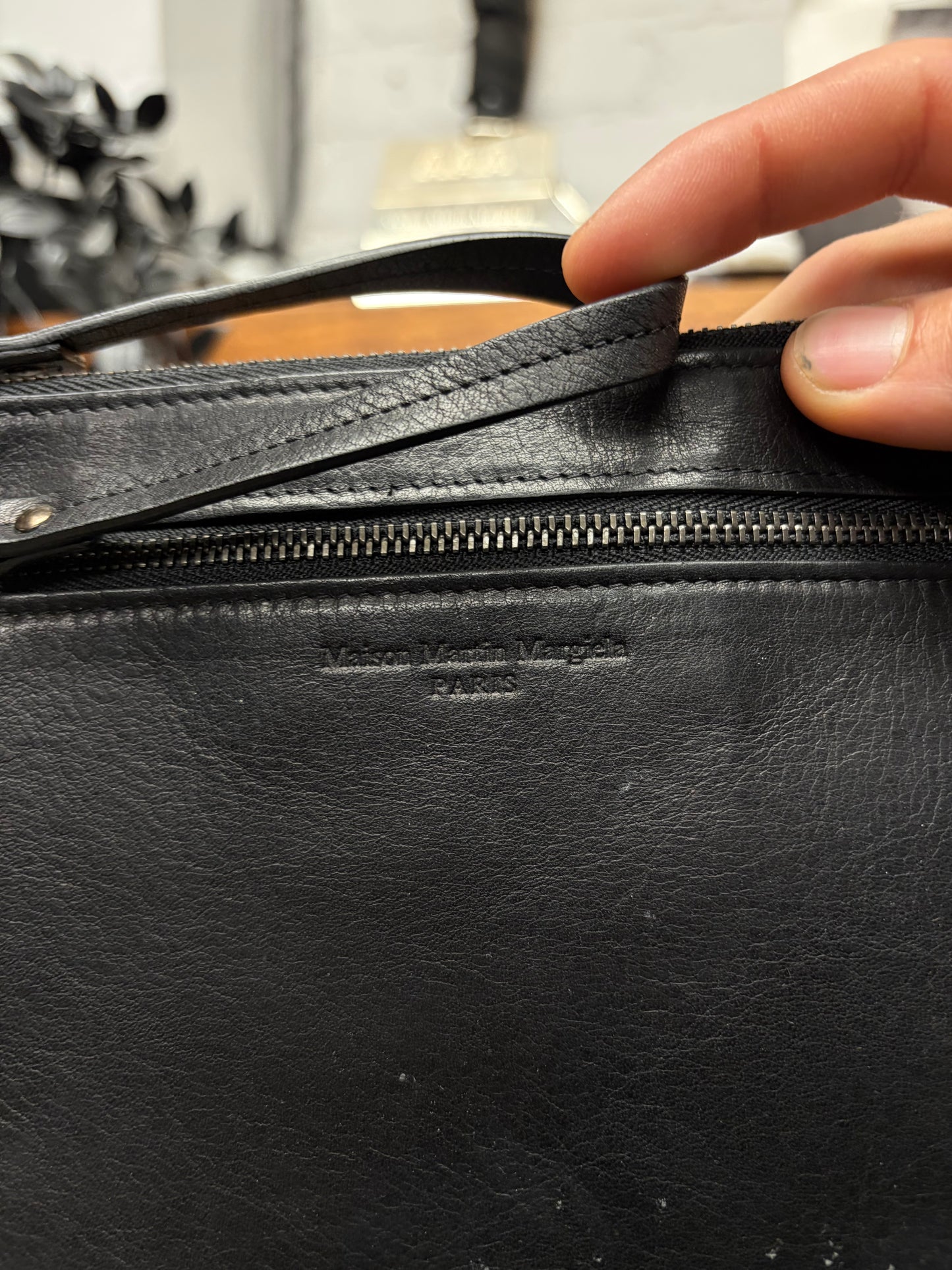 Margiela Black ‘Grained Leather’ Clutch Pouch