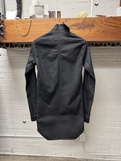 SS2014 Rick Owens DRKSHDW Waxed Black ‘Mollino’ Button Up Shirt