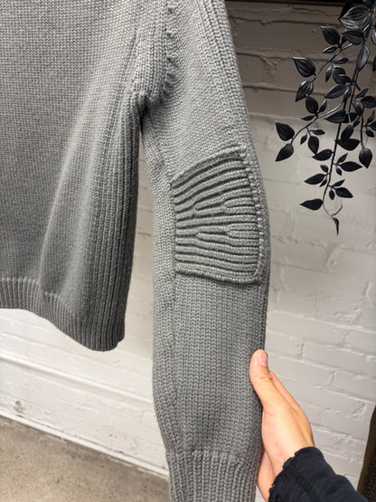 2000s Yves Saint Laurent Rive Gauche by Tom Ford ‘Padded Elbow’ Grey Heavyweight Wool Knit Turtleneck Sweater