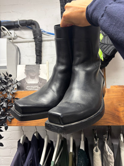 Balenciaga ‘Santiago’ Black Leather Square Pointed Toe Boots