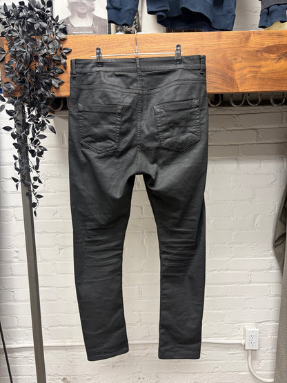 Rick Owens Waxed Black ‘Detroit Cut’ Skinny Jeans