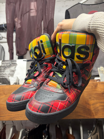 2013 Jeremy Scott x Adidas ‘Instinct’ Plaid Leather High Top Sneakers