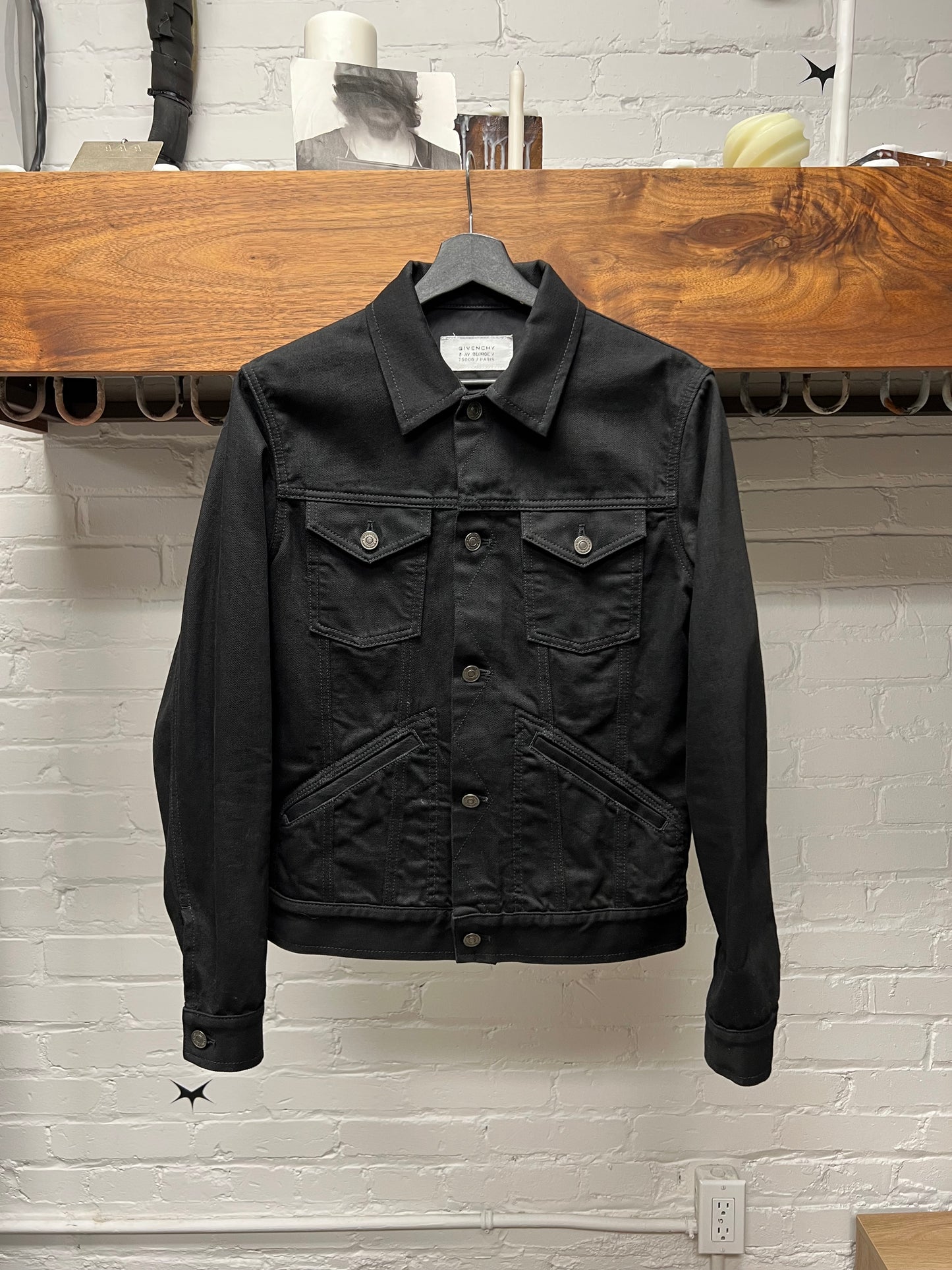 Givenchy ‘Spell-Out’ Logo Black Denim Trucker Jacket