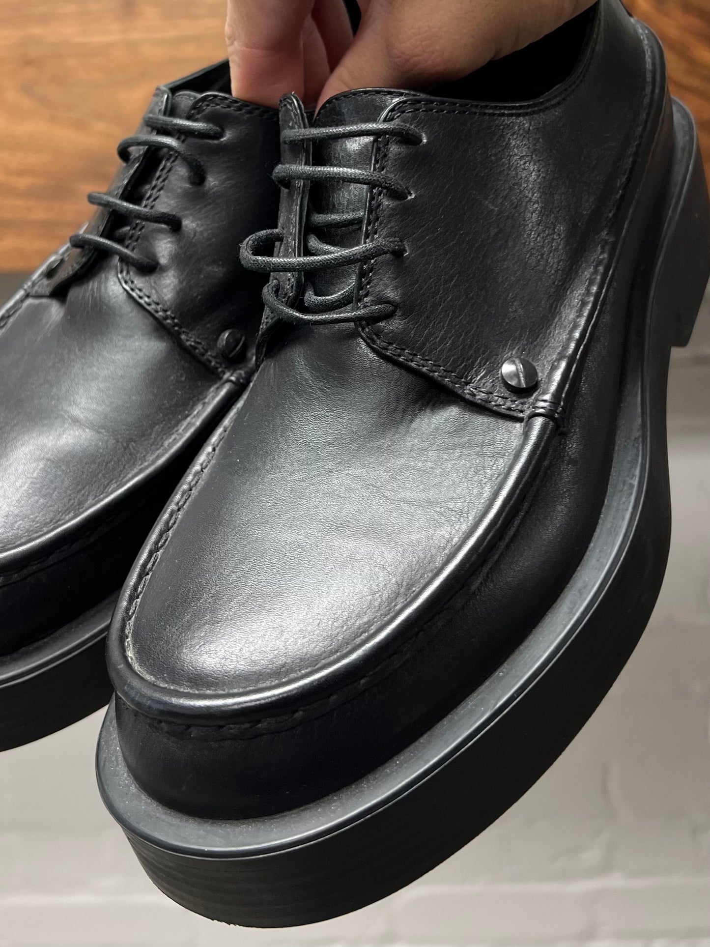 Ann Demeulemeester Black Leather Low-top Shoes